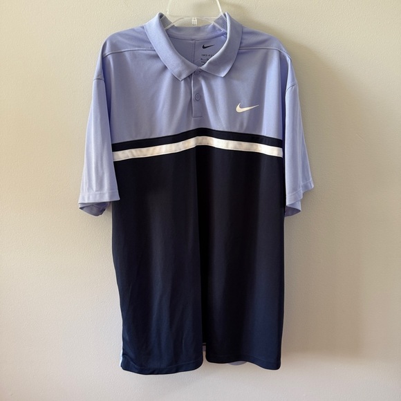 Nike Dri-Fit Victory Two-Tone Lavender and Navy Polo Shirt XL - Picture 1 of 3